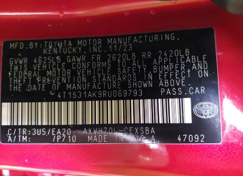 Photo 9 of 2024 Toyota Camry HYBRID SE (VIN 4T1S31AK9RU069793)