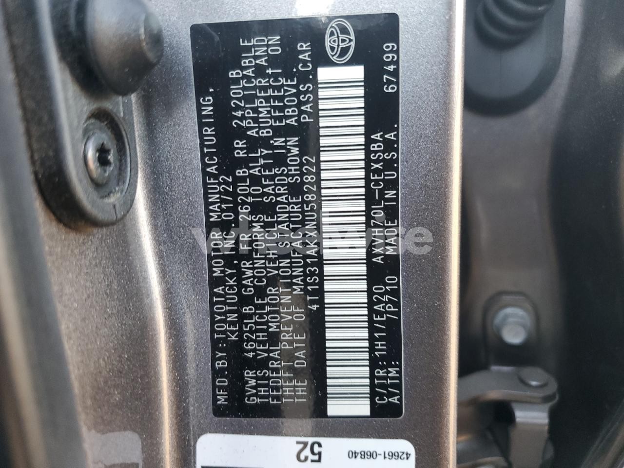 Photo 12 of 2022 TOYOTA CAMRY NIGHT SHADE (VIN 4T1S31AKXNU582822)