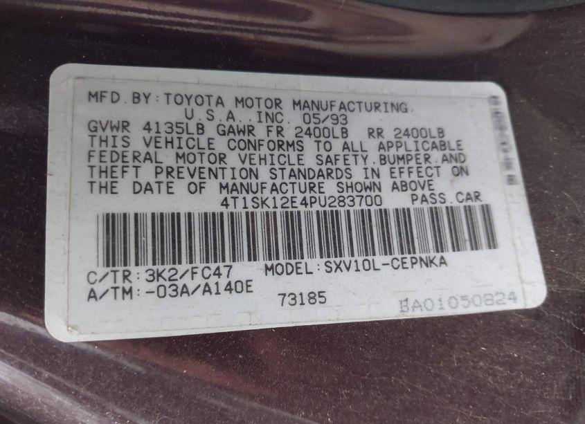 Photo 9 of 1993 Toyota Camry LE (VIN 4T1SK12E4PU283700)