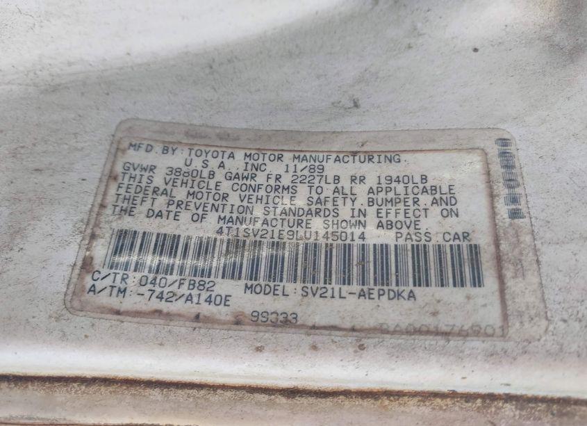 Photo 9 of 1990 Toyota Camry DLX (VIN 4T1SV21E9LU145014)