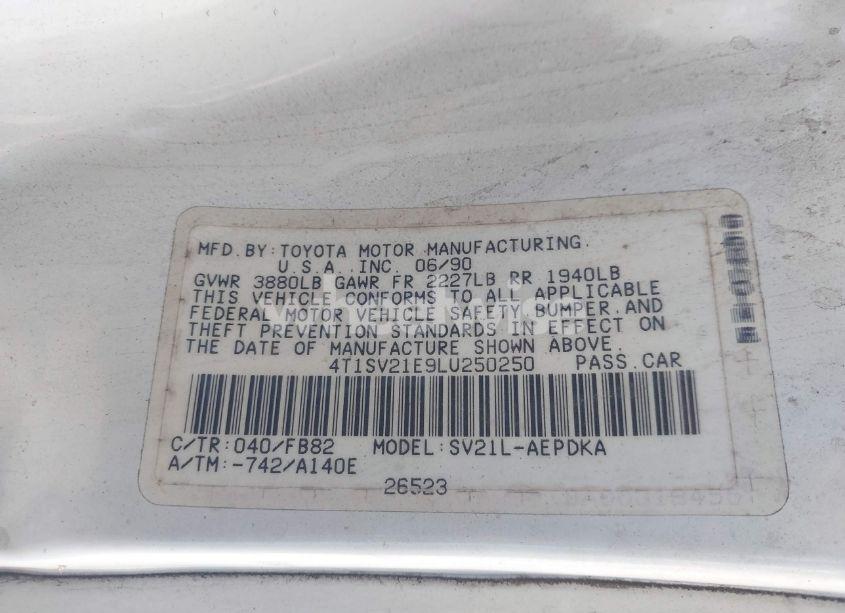 Photo 9 of 1990 Toyota Camry DLX (VIN 4T1SV21E9LU250250)