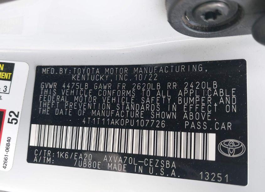 Photo 9 of 2023 Toyota Camry SE (VIN 4T1T11AK0PU107726)