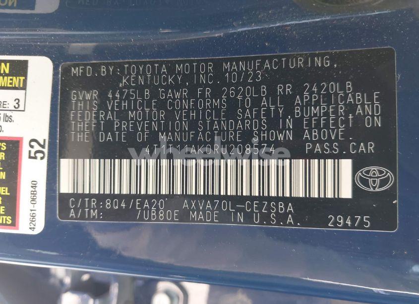 Photo 9 of 2024 Toyota Camry SE (VIN 4T1T11AK0RU208574)