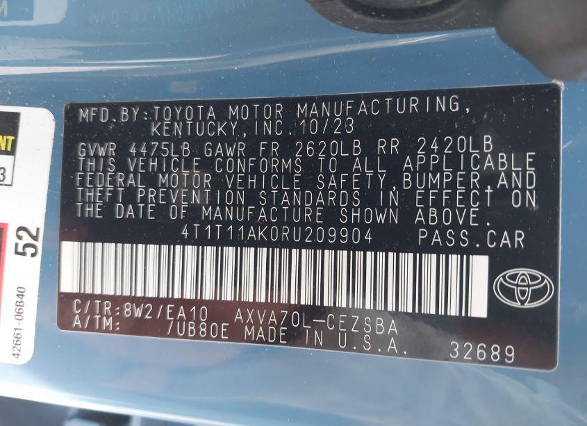 Photo 9 of 2024 Toyota Camry SE (VIN 4T1T11AK0RU209904)