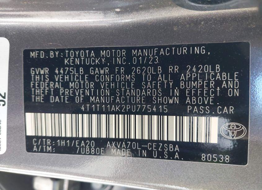 Photo 9 of 2023 Toyota Camry SE (VIN 4T1T11AK2PU775415)