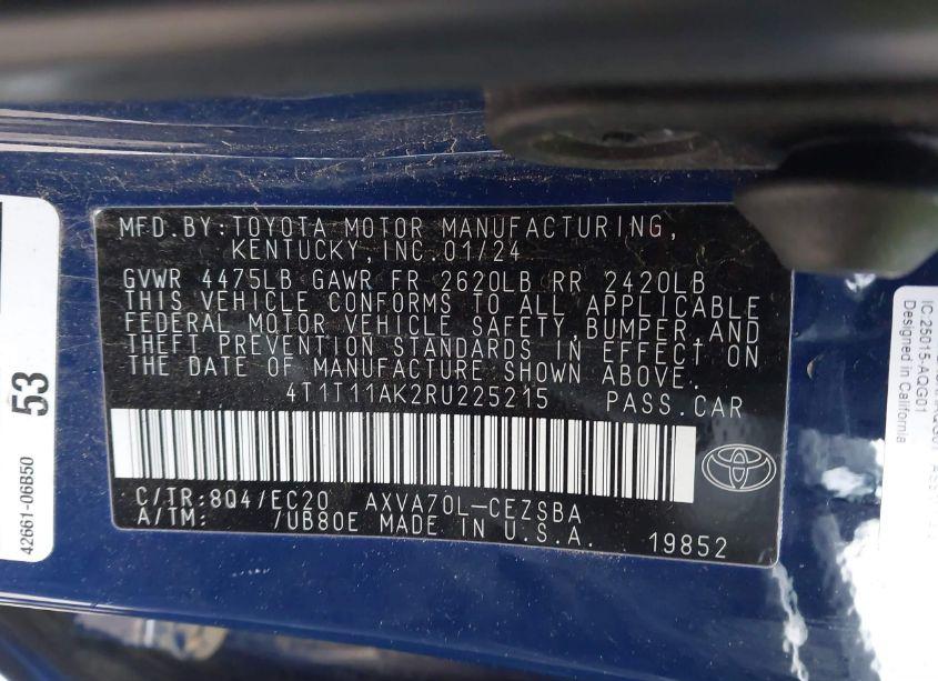 Photo 9 of 2024 Toyota Camry SE NIGHTSHADE (VIN 4T1T11AK2RU225215)