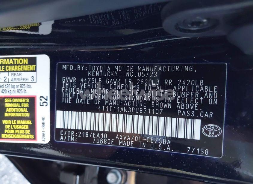 Photo 9 of 2023 Toyota Camry SE (VIN 4T1T11AK3PU821107)