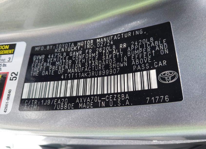 Photo 9 of 2024 Toyota Camry SE (VIN 4T1T11AK3RU899907)