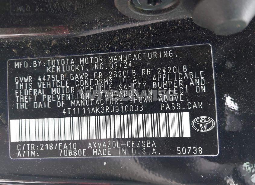 Photo 9 of 2024 Toyota Camry SE (VIN 4T1T11AK3RU910033)