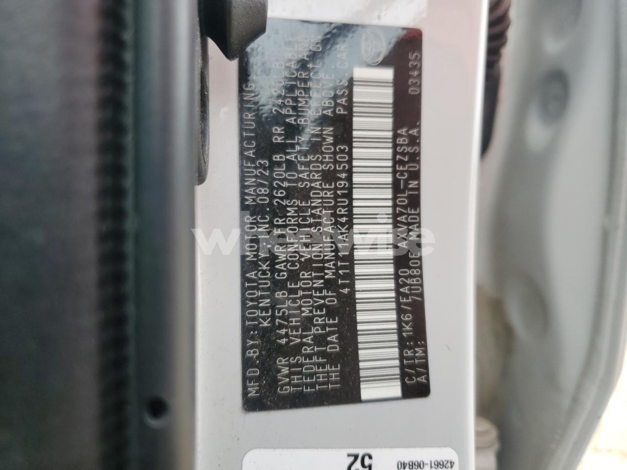 Photo 12 of 2024 TOYOTA CAMRY SE NIGHT SHADE (VIN 4T1T11AK4RU194503)