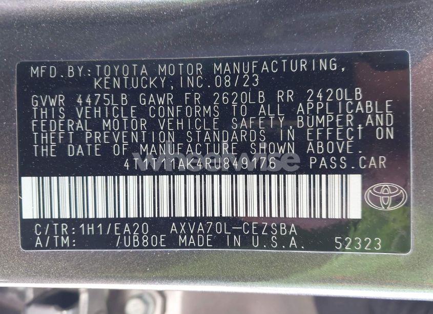 Photo 9 of 2024 Toyota Camry SE (VIN 4T1T11AK4RU849176)