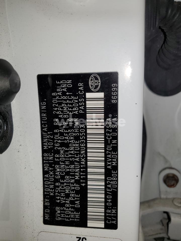 Photo 12 of 2022 TOYOTA CAMRY SE (VIN 4T1T11AK5NU635503)