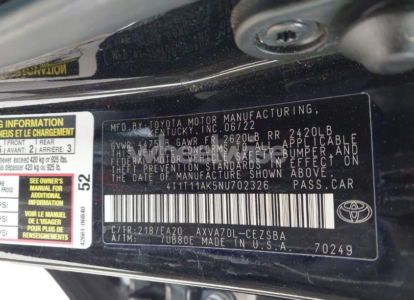 Photo 9 of 2022 Toyota Camry SE (VIN 4T1T11AK5NU702326)