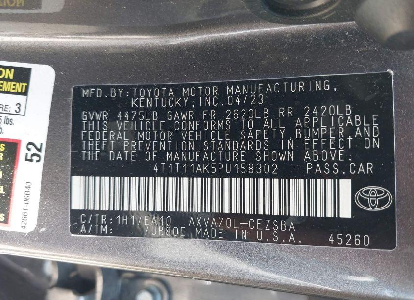 Photo 9 of 2023 Toyota Camry SE (VIN 4T1T11AK5PU158302)