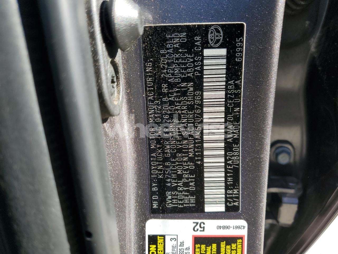 Photo 12 of 2023 TOYOTA CAMRY SE NIGHT SHADE (VIN 4T1T11AK5PU767969)