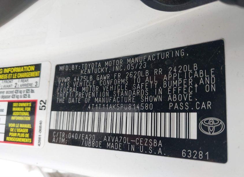 Photo 9 of 2023 Toyota Camry SE (VIN 4T1T11AK5PU814580)