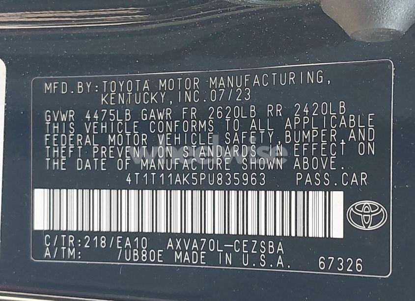 Photo 9 of 2023 Toyota Camry SE (VIN 4T1T11AK5PU835963)