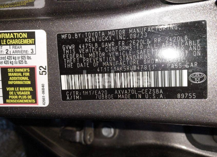 Photo 9 of 2024 Toyota Camry SE (VIN 4T1T11AK5RU847811)