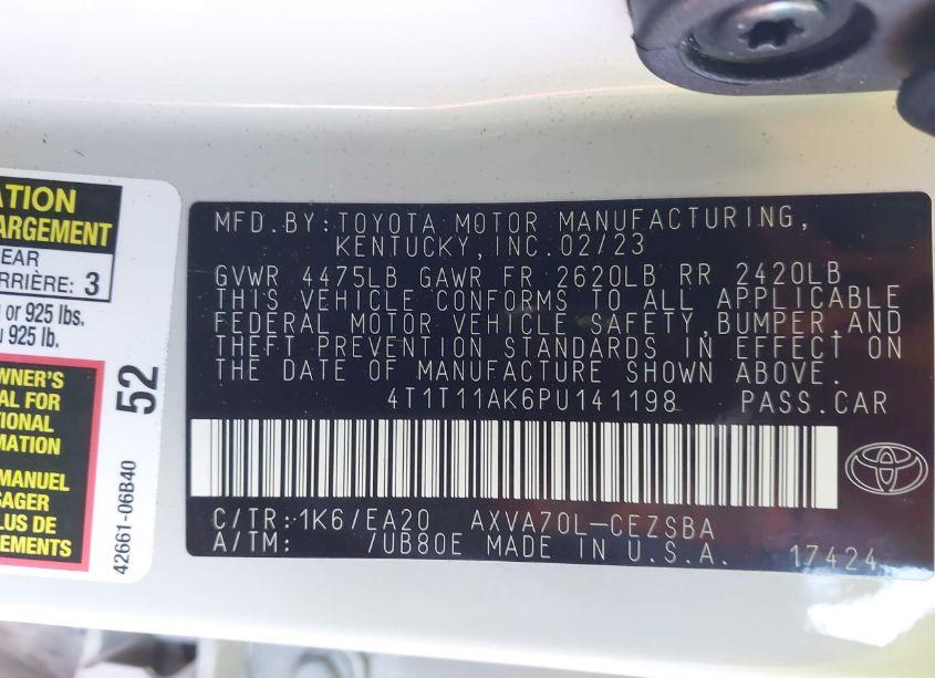 Photo 9 of 2023 Toyota Camry SE (VIN 4T1T11AK6PU141198)