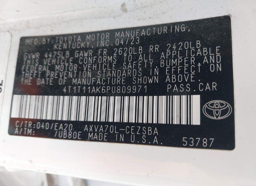 Photo 9 of 2023 Toyota Camry SE (VIN 4T1T11AK6PU809971)