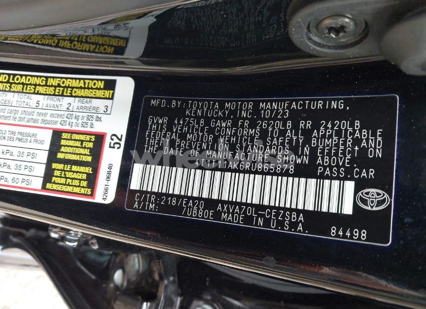 Photo 9 of 2024 Toyota Camry SE (VIN 4T1T11AK6RU865878)