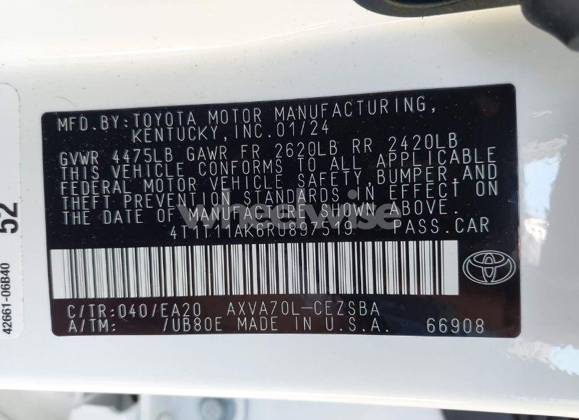 Photo 9 of 2024 Toyota Camry SE (VIN 4T1T11AK6RU897519)