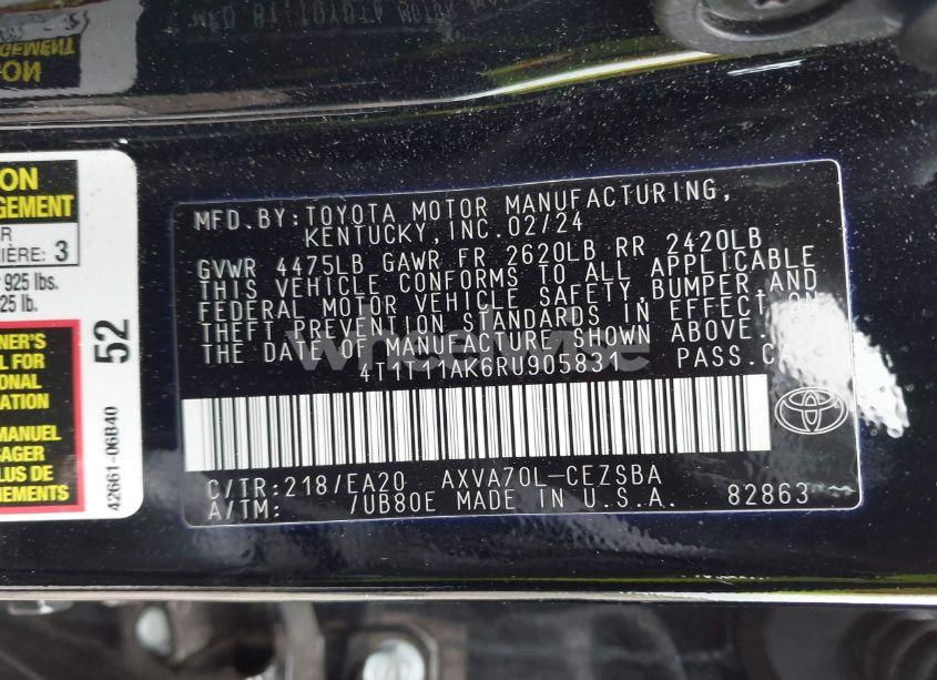 Photo 9 of 2024 Toyota Camry SE (VIN 4T1T11AK6RU905831)