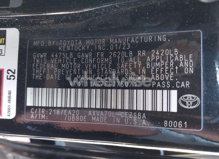 Photo 9 of 2023 Toyota Camry SE (VIN 4T1T11AK7PU775071)