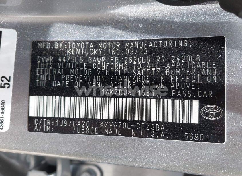 Photo 9 of 2024 Toyota Camry SE (VIN 4T1T11AK7RU851584)