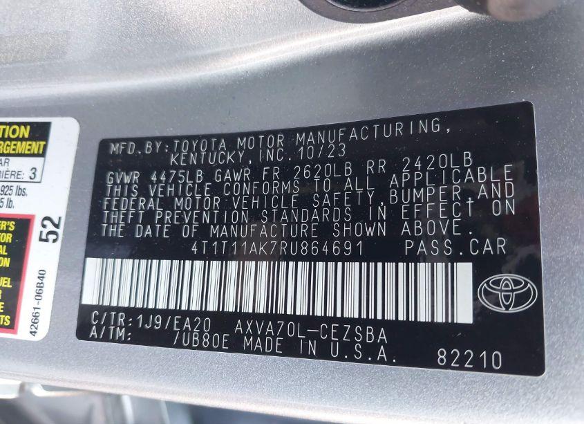 Photo 9 of 2024 Toyota Camry SE (VIN 4T1T11AK7RU864691)