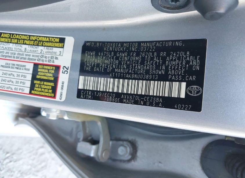 Photo 9 of 2022 Toyota Camry SE NIGHTSHADE EDITION (VIN 4T1T11AK8NU038913)