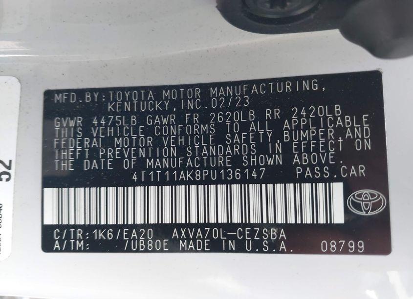 Photo 9 of 2023 Toyota Camry SE (VIN 4T1T11AK8PU136147)