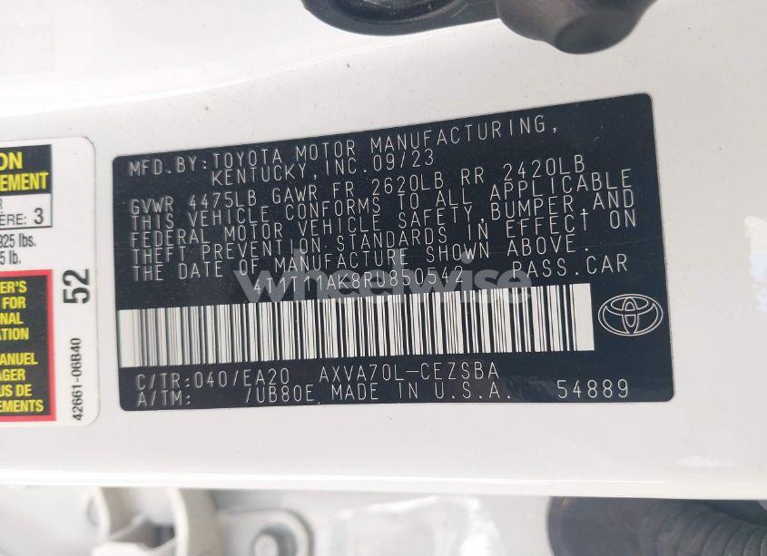 Photo 9 of 2024 Toyota Camry SE (VIN 4T1T11AK8RU850542)