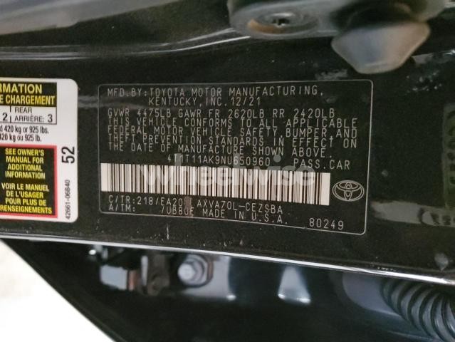 Photo 10 of 2022 TOYOTA CAMRY SE (VIN 4T1T11AK9NU650960)