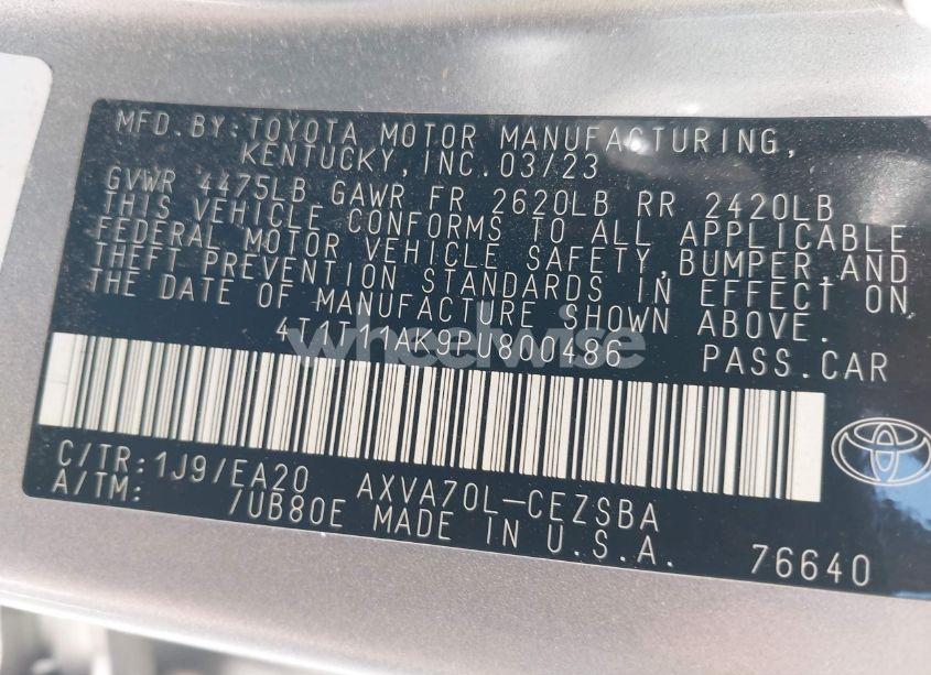 Photo 9 of 2023 Toyota Camry SE (VIN 4T1T11AK9PU800486)