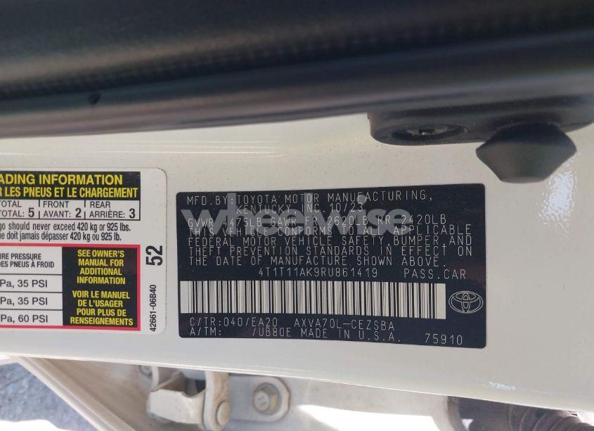 Photo 9 of 2024 Toyota Camry SE (VIN 4T1T11AK9RU861419)