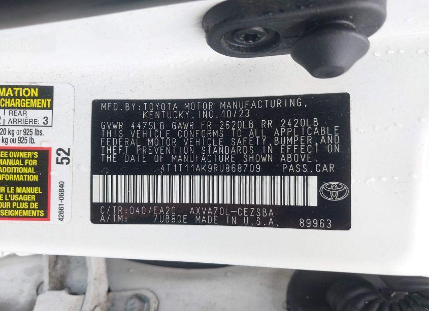 Photo 9 of 2024 Toyota Camry SE (VIN 4T1T11AK9RU868709)