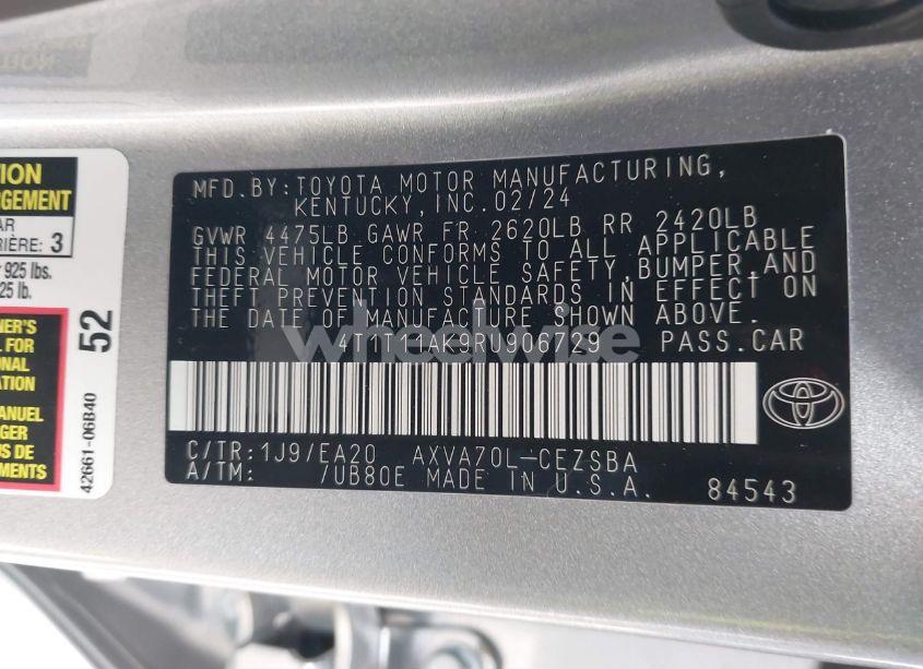 Photo 9 of 2024 Toyota Camry SE (VIN 4T1T11AK9RU906729)