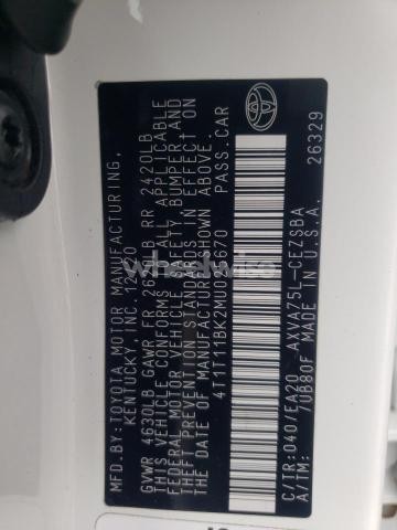 Photo 7 of 2021 TOYOTA CAMRY SE (VIN 4T1T11BK2MU025670)