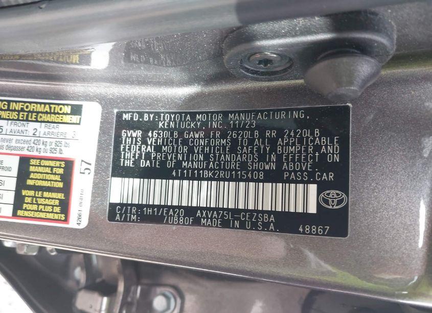 Photo 9 of 2024 Toyota Camry SE (VIN 4T1T11BK2RU115408)