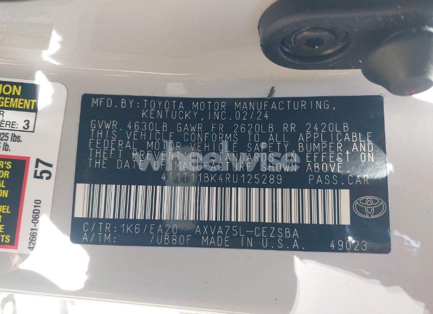 Photo 9 of 2024 Toyota Camry SE (VIN 4T1T11BK4RU125289)