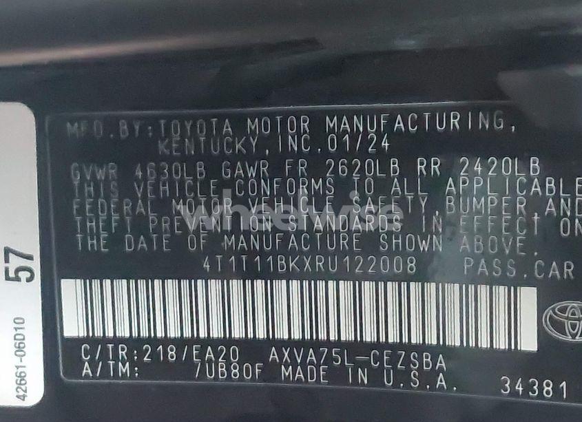 Photo 9 of 2024 Toyota Camry SE (VIN 4T1T11BKXRU122008)