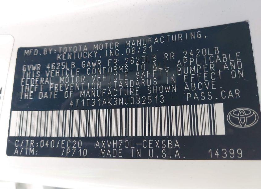 Photo 9 of 2022 Toyota Camry NIGHTSHADE EDITION HYBRID (VIN 4T1T31AK3NU032513)