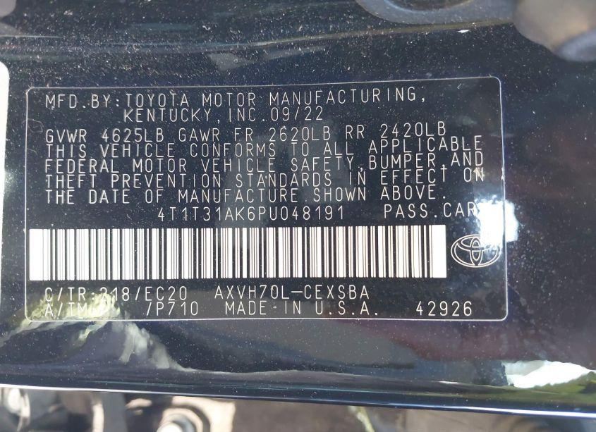 Photo 9 of 2023 Toyota Camry SE NIGHTSHADE EDITION HYBRID (VIN 4T1T31AK6PU048191)