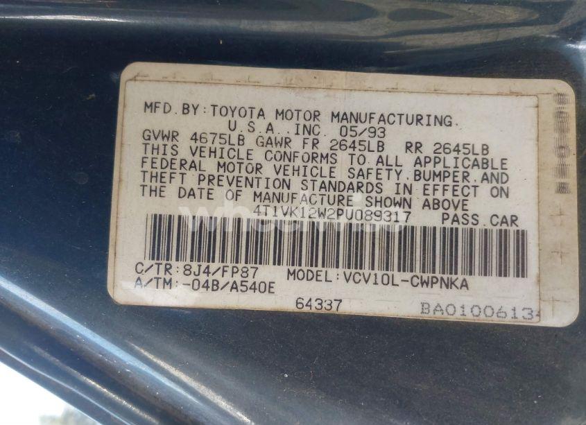 Photo 9 of 1993 Toyota Camry LE (VIN 4T1VK12W2PU089317)
