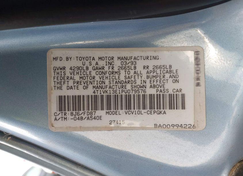 Photo 9 of 1993 Toyota Camry XLE (VIN 4T1VK13E1PU079576)