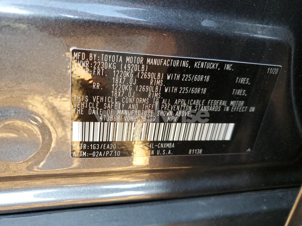 Photo 12 of 2021 TOYOTA RAV4 XLE PREMIUM (VIN 4T3B6RFV0MU018109)