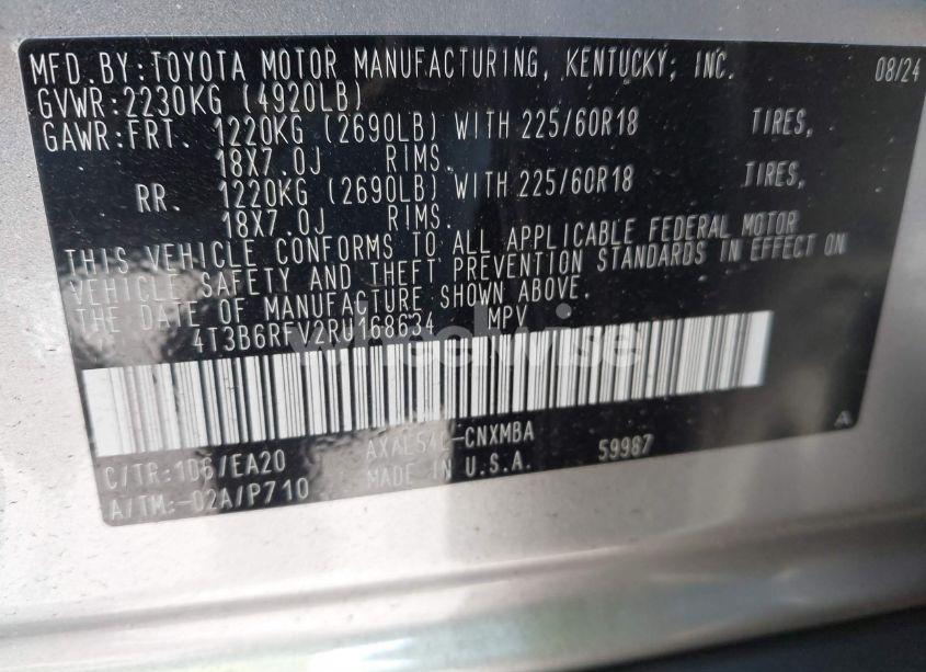 Photo 9 of 2024 Toyota Rav4 HYBRID XLE PREMIUM (VIN 4T3B6RFV2RU168634)