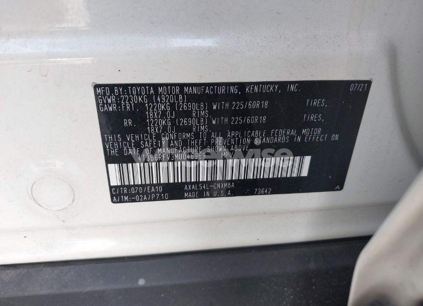 Photo 9 of 2021 Toyota Rav4 HYBRID XLE PREMIUM (VIN 4T3B6RFV3MU046969)