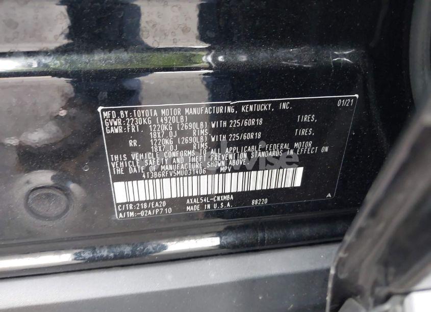 Photo 9 of 2021 Toyota Rav4 HYBRID XLE PREMIUM (VIN 4T3B6RFV5MU031406)